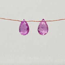 Load image into Gallery viewer, Pair AAA Brilliant Facetted Pink Sapphire Briolette Beads -1.25 Caret | 6x4x3mm