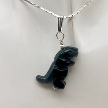 Load image into Gallery viewer, Black Obsidian T- Rex Pendant Necklace|Semi Precious Jewelry| Silver Pendant | - PremiumBead Primary Image 1