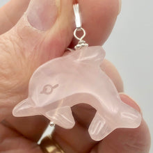 Load image into Gallery viewer, Rose Quartz Carved Dolphin Sterling Silver Pendant | 1.5 Inch | Pink |