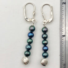 Load image into Gallery viewer, Shinning Teal Fresh Water Pearl Sterling Silver Earrings | 2" long |