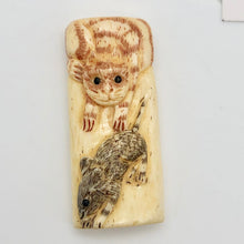 Load image into Gallery viewer, Play Carved Bone Tile Cat Kitty with Mouse Bead 10757 - PremiumBead Alternate Image 4
