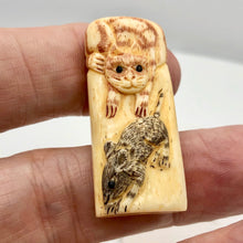 Load image into Gallery viewer, Play Carved Bone Tile Cat Kitty with Mouse Bead 10757 - PremiumBead Alternate Image 6