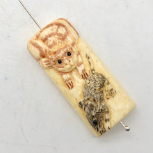 Load image into Gallery viewer, Play Carved Bone Tile Cat Kitty with Mouse Bead 10757 - PremiumBead Alternate Image 7