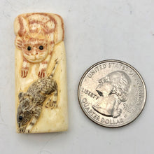 Load image into Gallery viewer, Play Carved Bone Tile Cat Kitty with Mouse Bead 10757 - PremiumBead Alternate Image 8