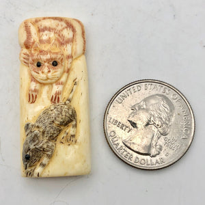 Play Carved Bone Tile Cat Kitty with Mouse Bead 10757 - PremiumBead Alternate Image 8