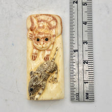 Load image into Gallery viewer, Play Carved Bone Tile Cat Kitty with Mouse Bead 10757 - PremiumBead Alternate Image 3