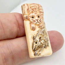 Load image into Gallery viewer, Play Carved Bone Tile Cat Kitty with Mouse Bead 10757 - PremiumBead Alternate Image 9