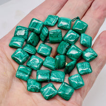 Load image into Gallery viewer, Superb Malachite Diagonal Square Bead 7.75 inch Strand | 14x12x4mm | 14 Beads |