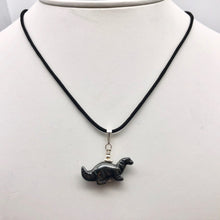 Load image into Gallery viewer, Hematite Diplodocus Dinosaur with Sterling Silver Pendant 509259HMS | 25x11.5x7.5mm (Diplodocus), 5.5mm (Bail Opening), 7/8" (Long) | Grey - PremiumBead Alternate Image 3