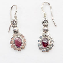 Load image into Gallery viewer, Garnet Sterling Silver Drop Earrings |1 1/4" Long | Red |