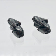 Load image into Gallery viewer, Hoppity 2 Hand Carved Hematite Bunny Rabbit Beads | 21x11.5x9mm | Graphite - PremiumBead Alternate Image 6