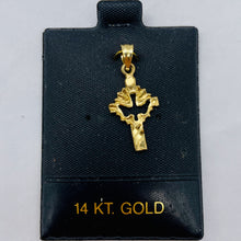 Load image into Gallery viewer, 14K Gold Descending Dove Cross Pendant | 1" Long | Gold | 1 Pendant |