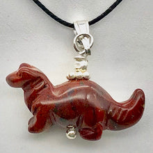 Load image into Gallery viewer, Brecciated Jasper Diplodocus Dinosaur with Silver Pendant 509259BJS | 25x11.5x7.5mm (Diplodocus), 5.5mm (Bail Opening), 7/8" (Long) | Red - PremiumBead Primary Image 1