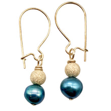 Load image into Gallery viewer, Sparkling Blue Freshwater Pearl and 14K Gf Drop/Dangle Earrings | 1 inch |
