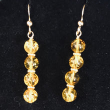 Load image into Gallery viewer, Amber 4 Bead 14K Gold Filled Drop/Dangle Earrings | 2" Long | Yellow | 1 Pair |