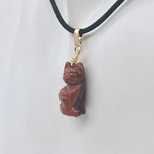 Load image into Gallery viewer, Adorable! Brecciated Jasper and 14k Gold Filled Cat Pendant, 1.38" Long - PremiumBead Alternate Image 5