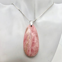Load image into Gallery viewer, 1 Natural Lacy Pink Rhodochrosite 60x30mm Sterling Silver Pendant