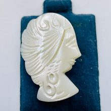Load image into Gallery viewer, Mother of Pearl Carved Woman Sweater Pin | 1 1/8" Long | White| 1 Lapel Pin |