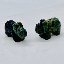Load image into Gallery viewer, 2 Green Black Rhino Carved Rhinoceros Kambaba Jasper Beads | 20x13x8mm | Green Black