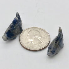 Load image into Gallery viewer, Carved Sodalite Koi Fish Worry Stone Figurine Bead | 23x11x5mm | Blue white