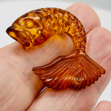 Load image into Gallery viewer, Leaping Carved Amber Fish | 32x25x9mm | Orange | 1 Figurine |