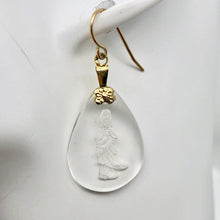 Load image into Gallery viewer, Reverse Carved Quan Yin Goddess Quartz 14Kgf Earrings | 34x18x4mm | - PremiumBead Primary Image 1