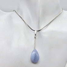 Load image into Gallery viewer, Blue Chalcedony Designer Sterling Silver Pendant | 20x13x6mm | 2" Long |