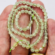Load image into Gallery viewer, Prehnite Faceted Strand Round | 4 mm | Light Green | 80-90 Beads |