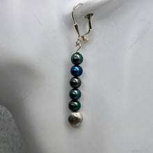 Load image into Gallery viewer, Shinning Teal Fresh Water Pearl Sterling Silver Earrings | 2" long |