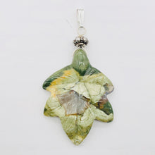 Load image into Gallery viewer, Ryolite Rain Tree Jasper Sterling Silver Leaf | 2 1/4" Long | Green | 1 Pendant