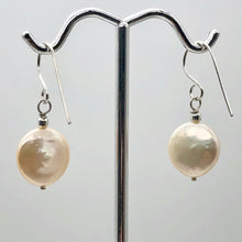 Load image into Gallery viewer, Natural Peach Coin FW Pearl Drop/Dangle Earrings | 1 1/4" Long | Peach |
