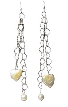 Load image into Gallery viewer, Valentine Heart Pearl and Solid Sterling Silver Hand Made Earrings 304811