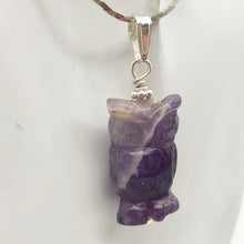 Load image into Gallery viewer, Amethyst Hand Carved Hooting Owl & Sterling Silver 1 3/8" Long Pendant 509297AMS - PremiumBead Alternate Image 4