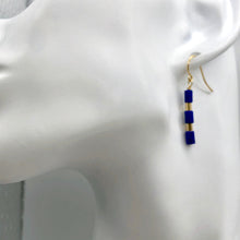 Load image into Gallery viewer, Natural Blue and Gold Lapis Earrings 14K Gold Filled | 1 1/4" Long |