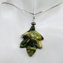 Load image into Gallery viewer, Ryolite Rain Tree Jasper Sterling Silver Leaf | 2 1/4" Long | Green | 1 Pendant