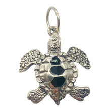 Load image into Gallery viewer, Turtle in Sterling Silver with Onyx Accent Pendant | 1 1/4" Long | Silver |