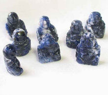 Load image into Gallery viewer, Namaste 2 Hand Carved Sodalite Buddha Beads | 18.5x16x9.5mm | Blue white - PremiumBead Primary Image 1