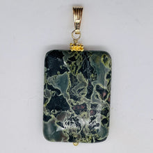 Load image into Gallery viewer, Tsunami Stone 14K Gold Filled Rectangle Pendant | 35x25x7.5mm | Green White | 1