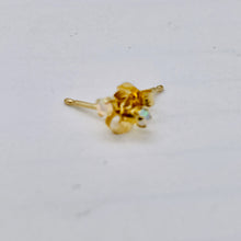 Load image into Gallery viewer, Opal 14K Gold 2mm Round Stud Earrings | 2mm | Blue Orange Fire | 1 Pair |
