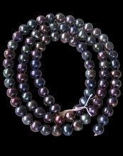 Load image into Gallery viewer, Near Round Blue Peacock 6-5mm FW Pearl Strand 109941