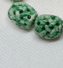 Load image into Gallery viewer, Basket Weave Carved 18x16mm Flowering Jade Barrel Bead 10570Fj | 15x13mm | Green - PremiumBead Alternate Image 4