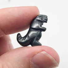 Load image into Gallery viewer, Hand Carved Hematite Tyrannosaurus Rex Figurine | 21x18x8mm | Sil ver - PremiumBead Alternate Image 4