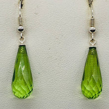 Load image into Gallery viewer, Amber Faceted Sterling Silver Earrings | 2 1/4" Long | Green | 1 Pair |