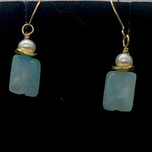 Load image into Gallery viewer, Hemimorphite and Pearl 14K Gold Filled Drop/Dangle Earrings| 1 1/4" Long | Blue|