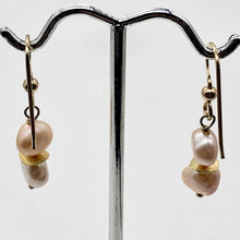 Load image into Gallery viewer, Fresh Water Pearls 14K Gold Filled Drop Earrings| 1 1/4" Long| Peach| 1 Earrings