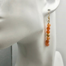 Load image into Gallery viewer, 14K Gold Filled Peach Chalcedony with Gold Disco Ball Earrings | 2 inches long |
