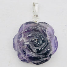 Load image into Gallery viewer, Semi Precious Stone Jewelry Carved Rose Pendant Necklace of Amethyst/Silver