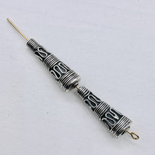 Load image into Gallery viewer, Classic Cone Shaped Bali Beads | 20.5x6.5x3mm | Silver | 2 Beads |