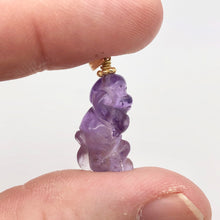 Load image into Gallery viewer, Swingin' Hand Carved Amethyst Monkey and 14K Gold Filled Pendant 509270AMG - PremiumBead Alternate Image 6