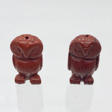 Load image into Gallery viewer, 2 Wisdom Carved Brecciated Jasper Owl Beads | 21x11.5x9mm | Red/Brown - PremiumBead Alternate Image 5